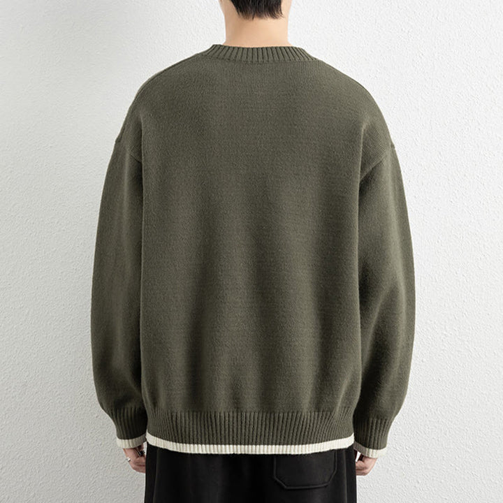 Buddha Stones Winter V-Neck One Button Design Warm Men's Long Sleeve Knitted Sweater - image 27