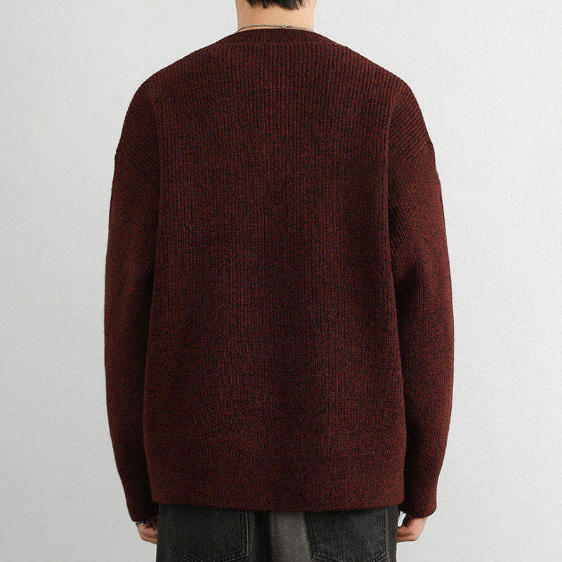 Buddha Stones Winter V-Neck Buttons Ribbed Design Warm Men's Long Sleeve Knitted Sweater - image 15