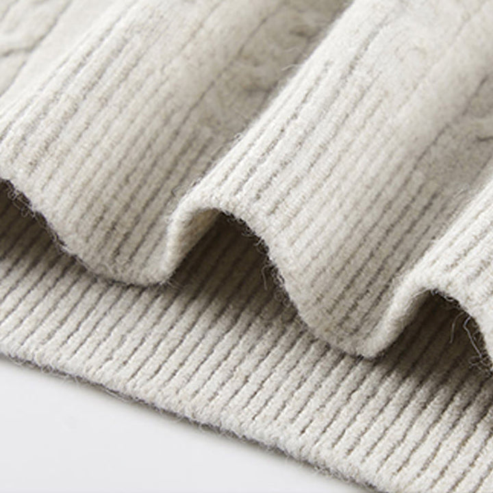 Buddha Stones Winter Crew Neck Three Buttons Twisted Design Warm Men's Long Sleeve Knitted Sweater - image 9