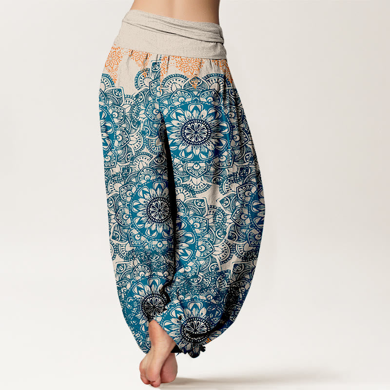 Buddha Stones Pure Cotton Triangular Mandala Patterns Women's Elastic Waist Harem Pants - image 7