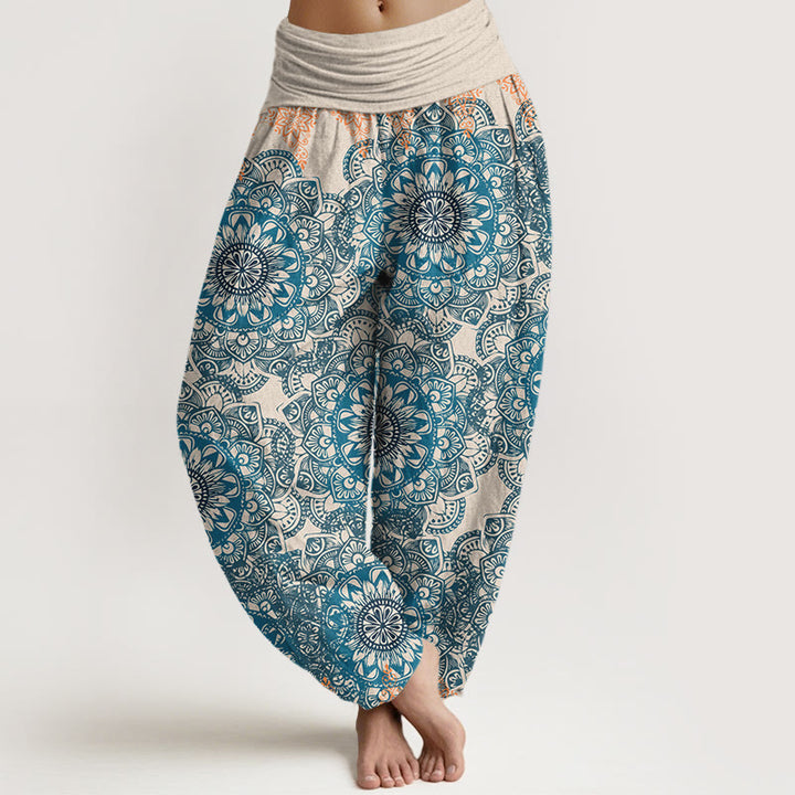 Buddha Stones Pure Cotton Triangular Mandala Patterns Women's Elastic Waist Harem Pants - Beige - US22，UK/AU26，EU54 (6XL) - image 5