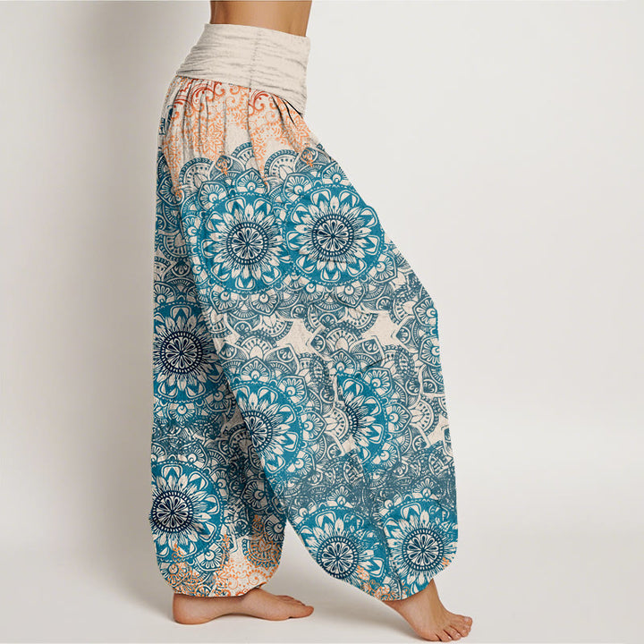 Buddha Stones Cotton Triangular Mandala Patterns Women's Elastic Waist Harem Pants - image 5