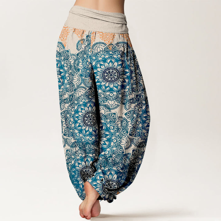 Buddha Stones Cotton Triangular Mandala Patterns Women's Elastic Waist Harem Pants - image 6