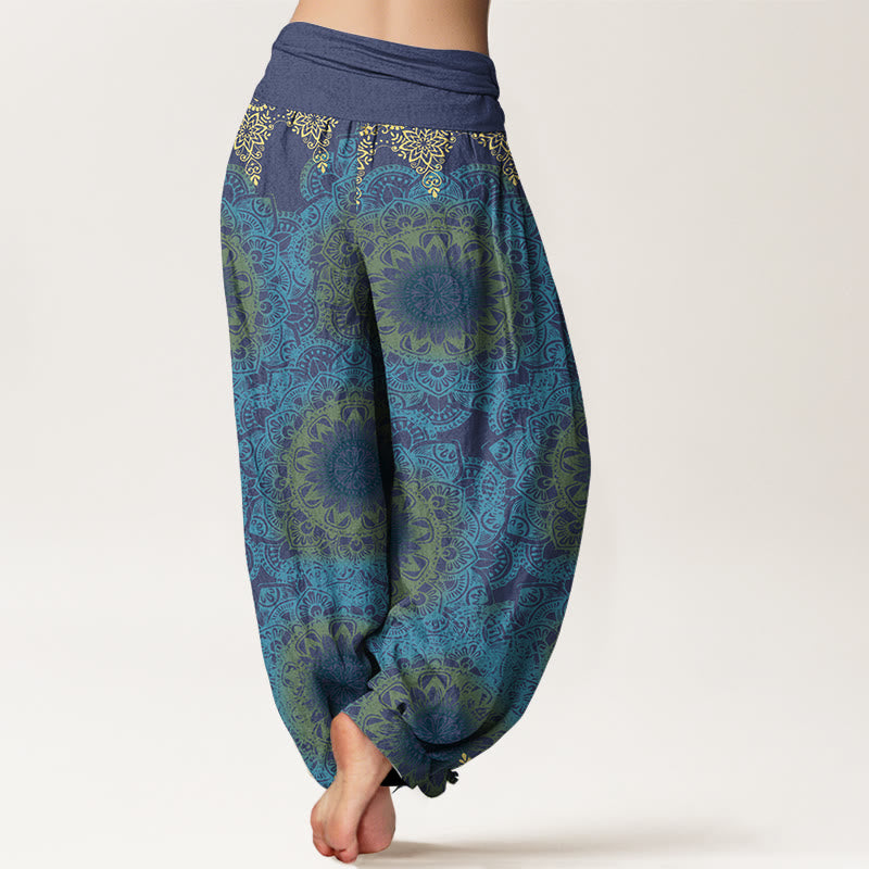 Buddha Stones Cotton Triangular Mandala Patterns Women's Elastic Waist Harem Pants - image 8