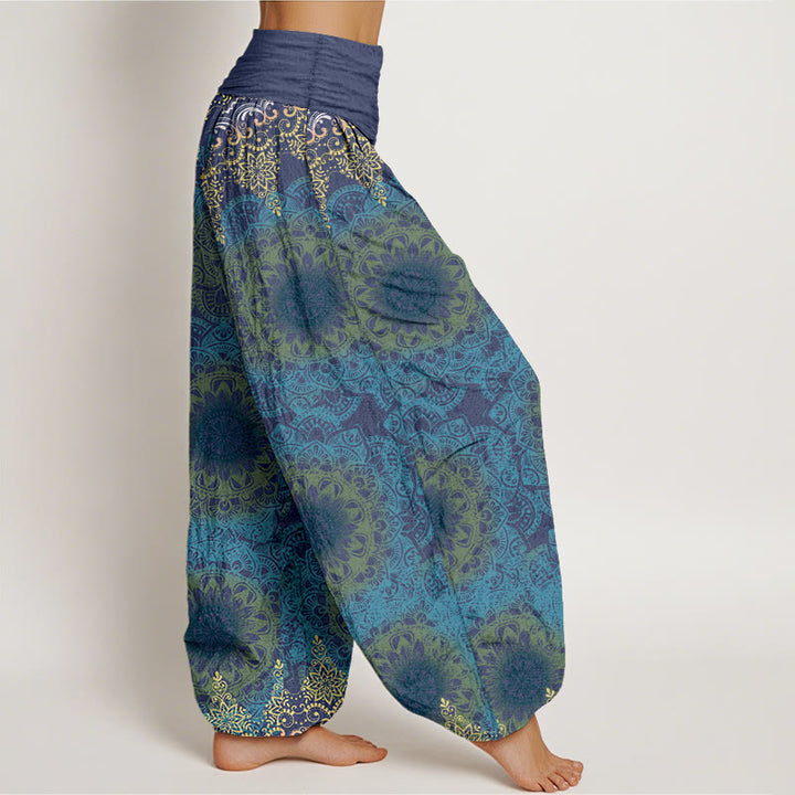 Buddha Stones Cotton Triangular Mandala Patterns Women's Elastic Waist Harem Pants - image 9