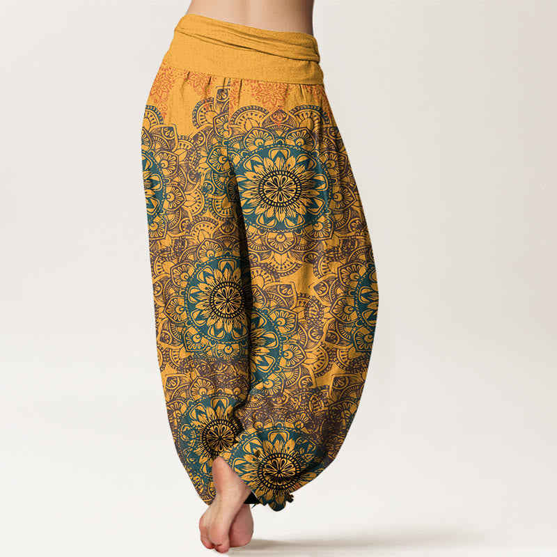 Buddha Stones Pure Cotton Triangular Mandala Patterns Women's Elastic Waist Harem Pants - image 13