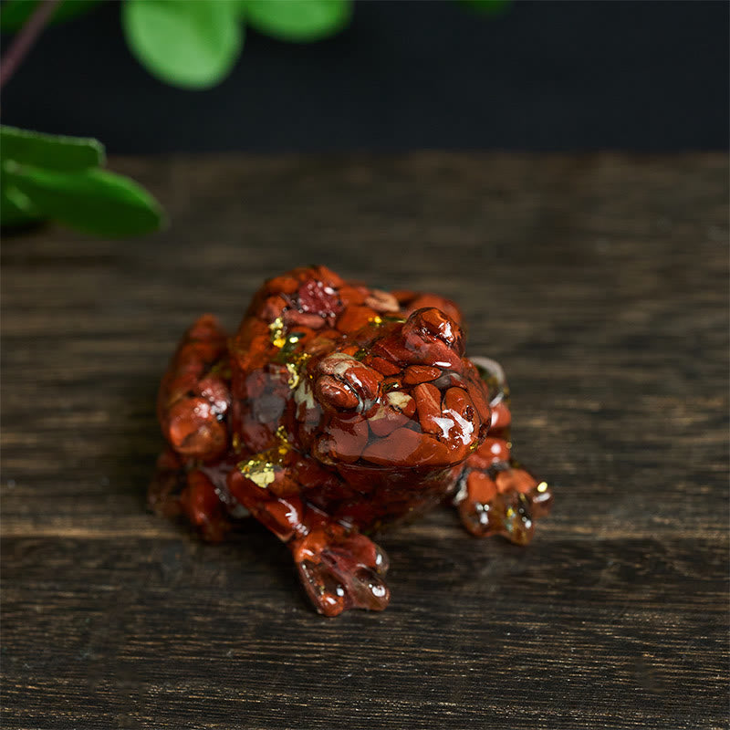 Buddha Stones Crystal Drip Resin Small Frog Passion Decoration Statue - image 1