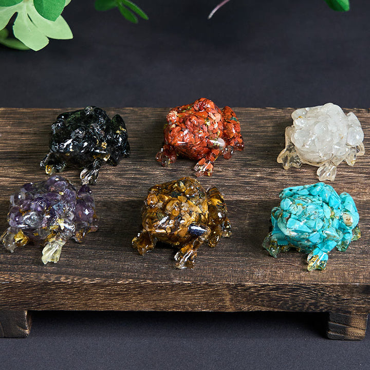 Buddha Stones Crystal Drip Resin Small Frog Passion Decoration Statue - image 37