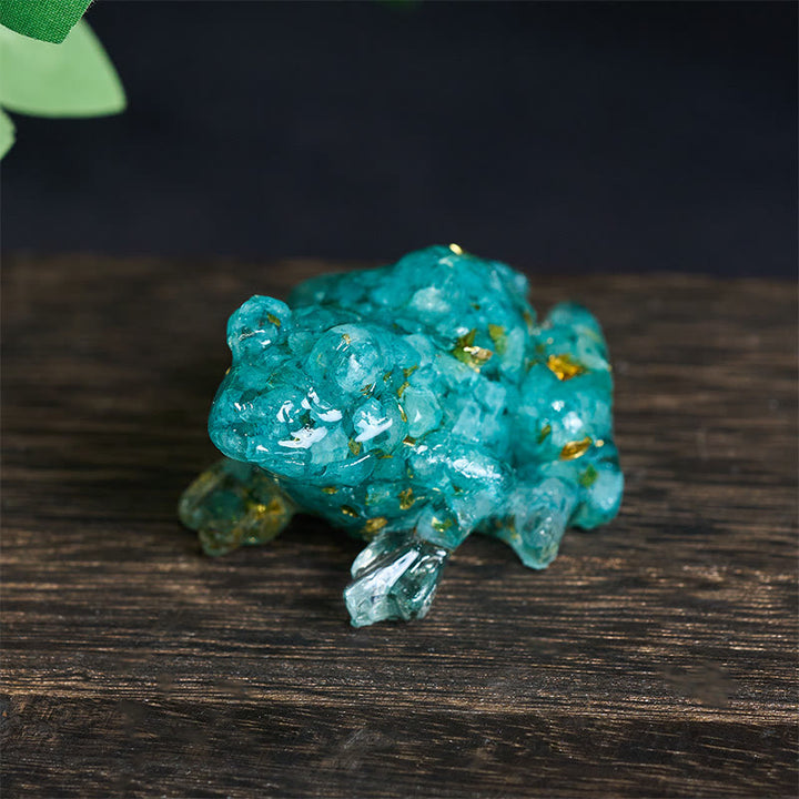 Buddha Stones Crystal Drip Resin Small Frog Passion Decoration Statue - Aquamarine(65*55*38mm) - image 31