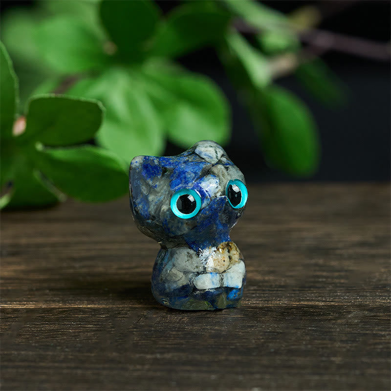 Buddha Stones Crystal Drip Resin Small Cat Purification Decoration Statue - image 4