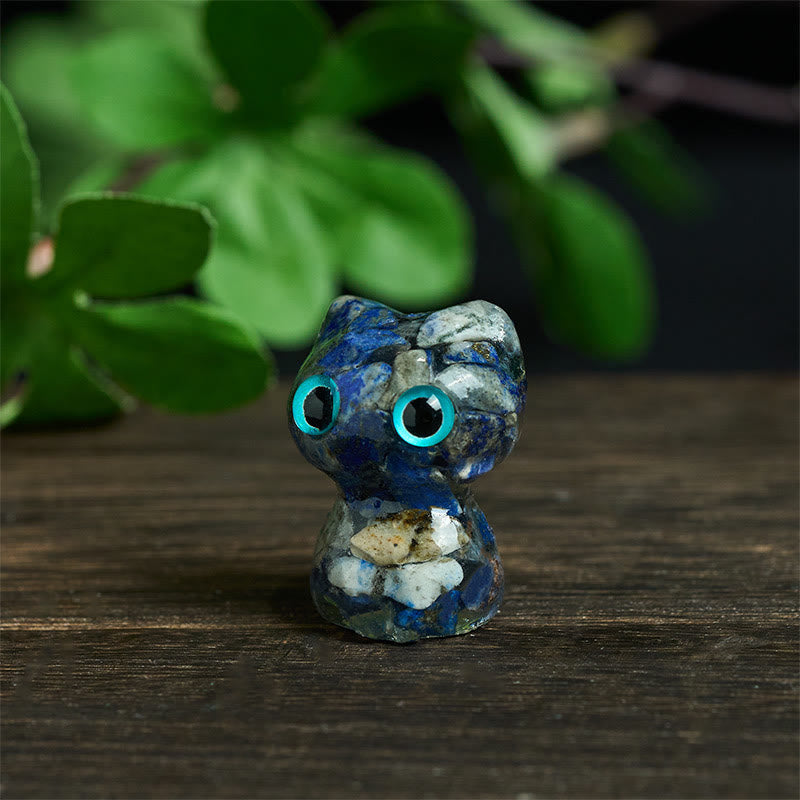 Buddha Stones Crystal Drip Resin Small Cat Purification Decoration Statue - image 6