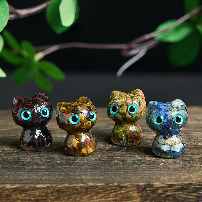 Buddha Stones Crystal Drip Resin Small Cat Purification Decoration Statue - image 24