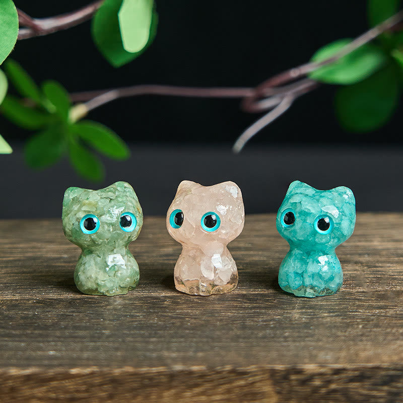 Buddha Stones Crystal Drip Resin Small Cat Purification Decoration Statue - image 26