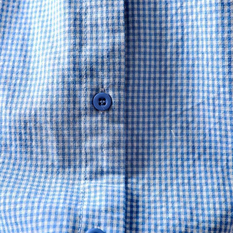 Buddha Stones Spring Small Plaid Buttons Down Long Sleeve Women's Cotton Shirt - image 8