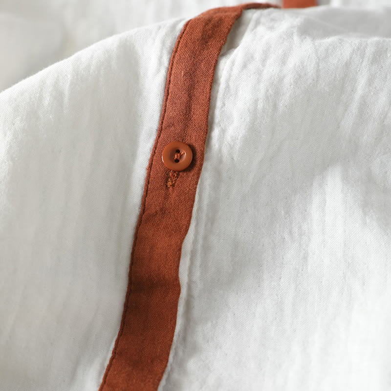 Buddha Stones Spring Contrasting Buttons Down Long Sleeve Women's Cotton Shirt - image 9