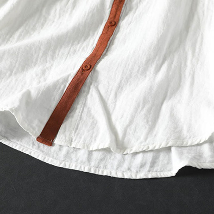 Buddha Stones Spring Contrasting Buttons Down Long Sleeve Women's Cotton Shirt - image 10