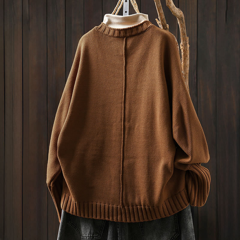 Buddha Stones Floral Buttons Cotton Women's Long Batwing Sleeve Knitted Cardigan - image 3