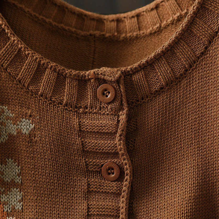 Buddha Stones Floral Buttons Cotton Women's Long Batwing Sleeve Knitted Cardigan - image 7