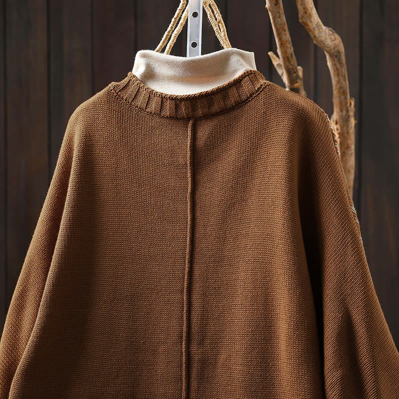 Buddha Stones Floral Buttons Cotton Women's Long Batwing Sleeve Knitted Cardigan - image 6