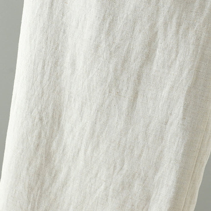 Buddha Stones Winter Contrasting Drawstring Cotton Linen Women's Wide Leg Pants With Pockets - image 13