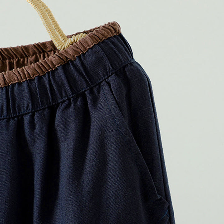 Buddha Stones Winter Contrasting Drawstring Cotton Linen Women's Wide Leg Pants With Pockets - image 3