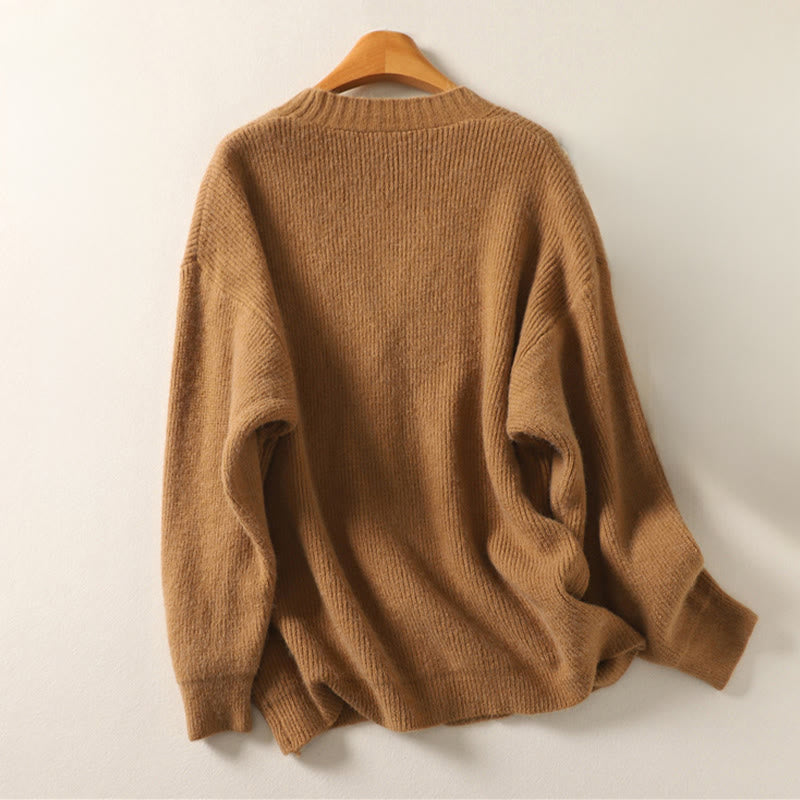 Buddha Stones Winter V-Neck Buttons Cotton Women's Long Sleeve Knitted Cardigan - image 1