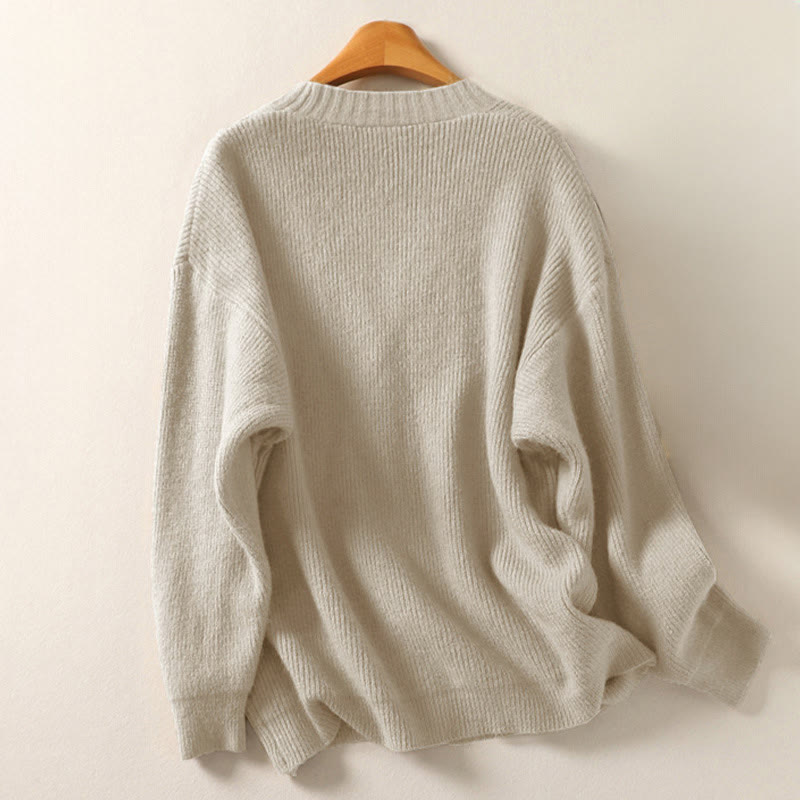 Buddha Stones Winter V-Neck Buttons Cotton Women's Long Sleeve Knitted Cardigan - image 10