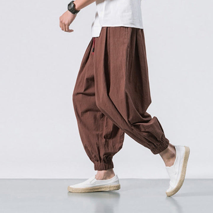 Buddha Stones Casual Sports Men's Solid Color Cotton Drawstring Pants With Pockets - image 28