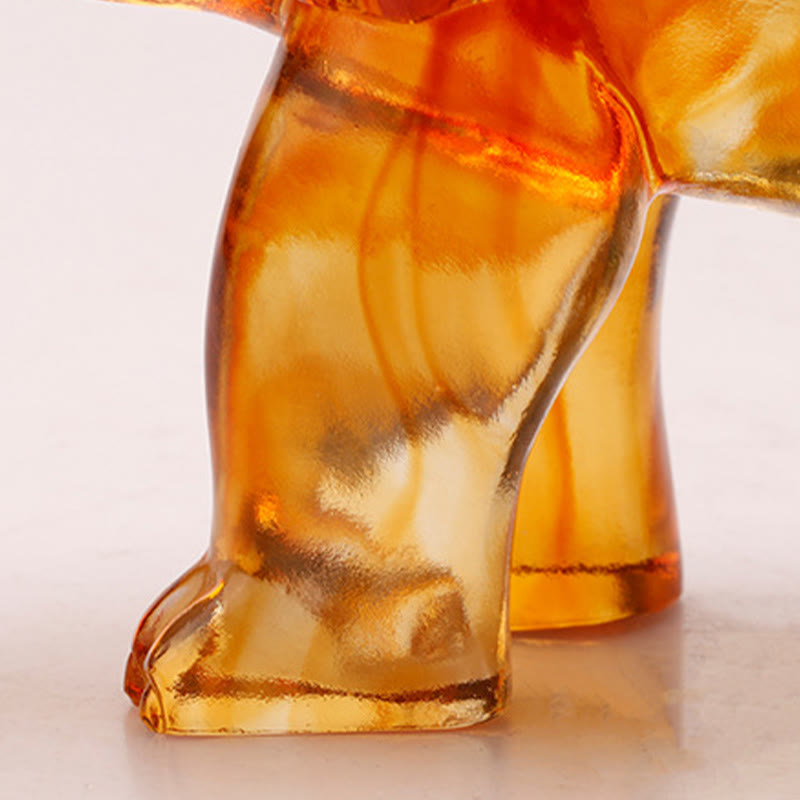 Buddha Stones Handmade Liuli Crystal Elephant Art Piece Wisdom Wealth Home Decoration - image 14