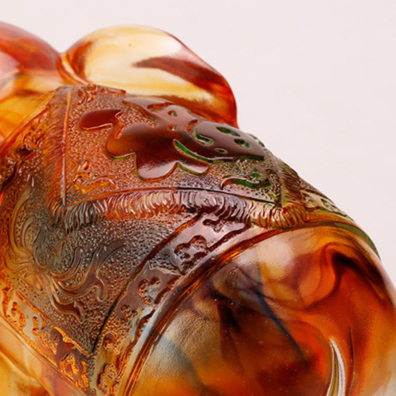 Buddha Stones Handmade Liuli Crystal Elephant Art Piece Wisdom Wealth Home Decoration - image 3