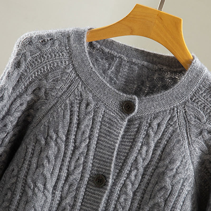 Buddha Stones Casual Winter Twisted Buttons Design Cotton Women's Long Sleeve Knitted Cardigan - image 18