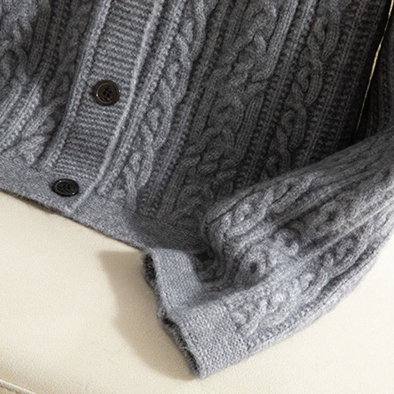 Buddha Stones Casual Winter Twisted Buttons Design Cotton Women's Long Sleeve Knitted Cardigan - image 26