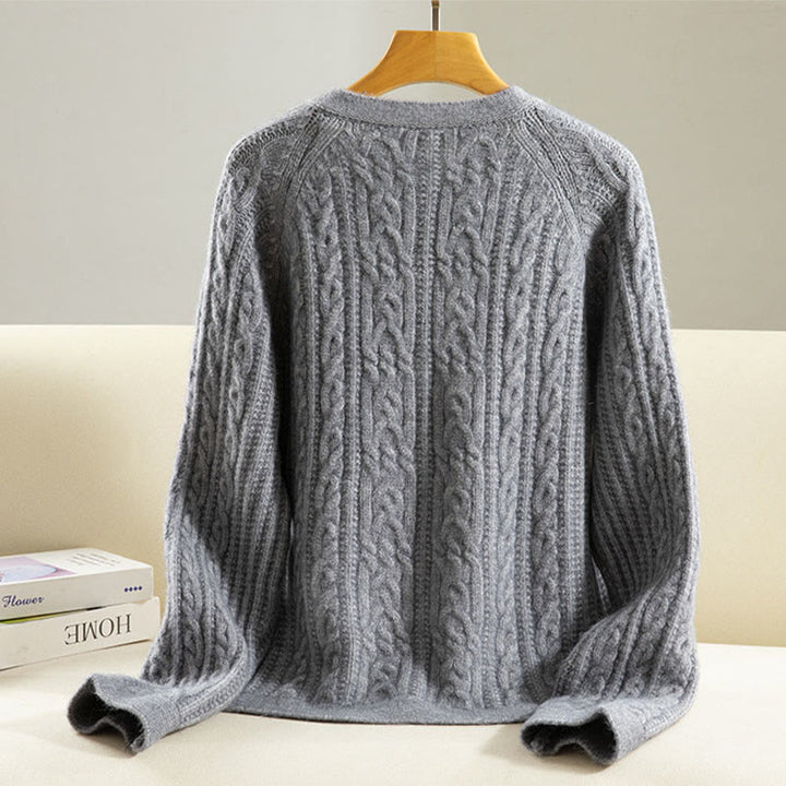 Buddha Stones Casual Winter Twisted Buttons Design Cotton Women's Long Sleeve Knitted Cardigan - image 17