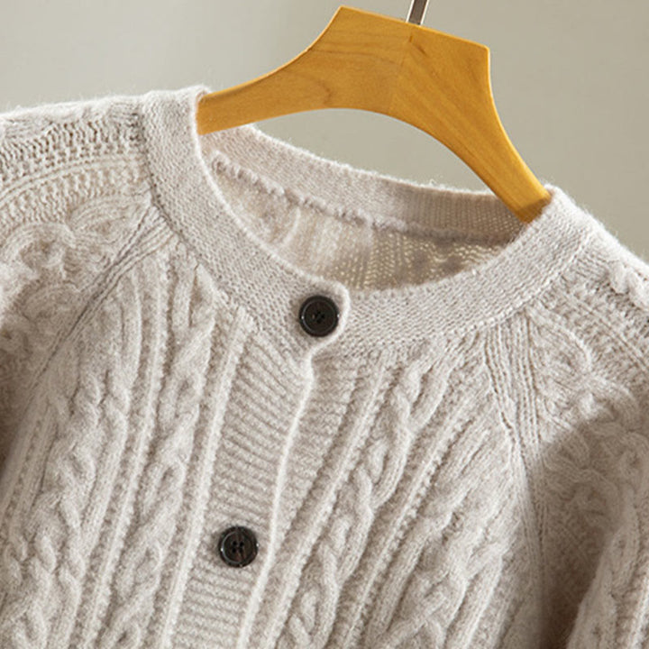 Buddha Stones Casual Winter Twisted Buttons Design Cotton Women's Long Sleeve Knitted Cardigan - image 33