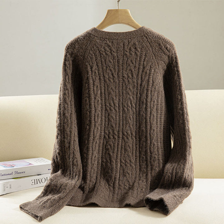 Buddha Stones Casual Winter Twisted Buttons Design Cotton Women's Long Sleeve Knitted Cardigan - image 1