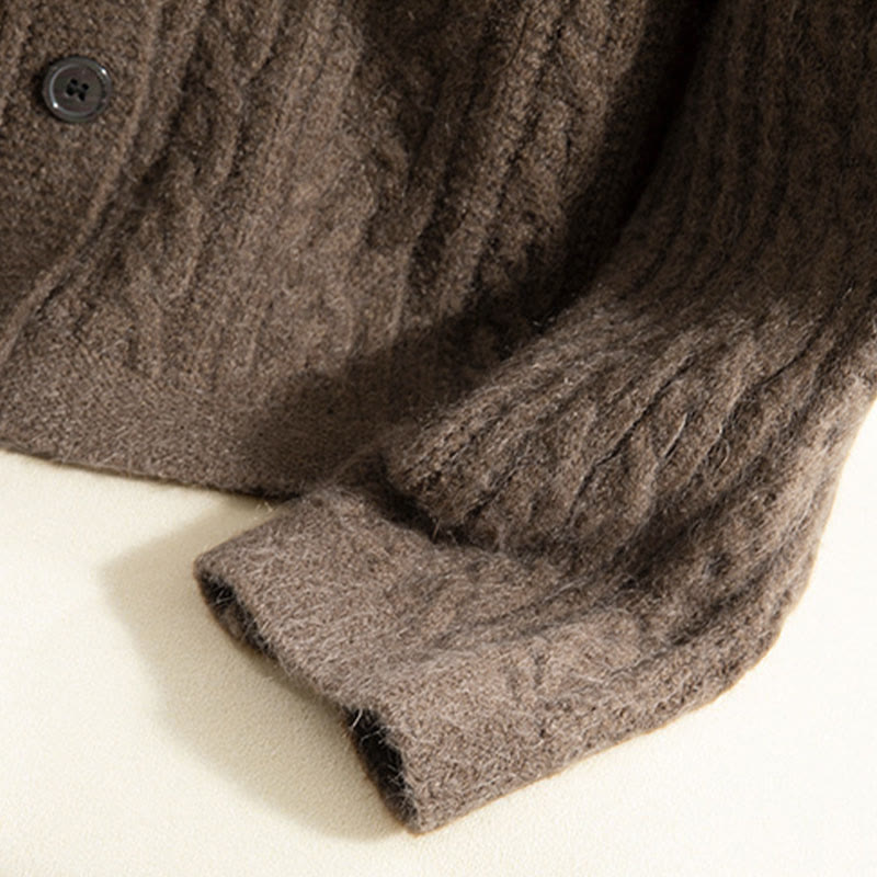 Buddha Stones Casual Winter Twisted Buttons Design Cotton Women's Long Sleeve Knitted Cardigan - image 9