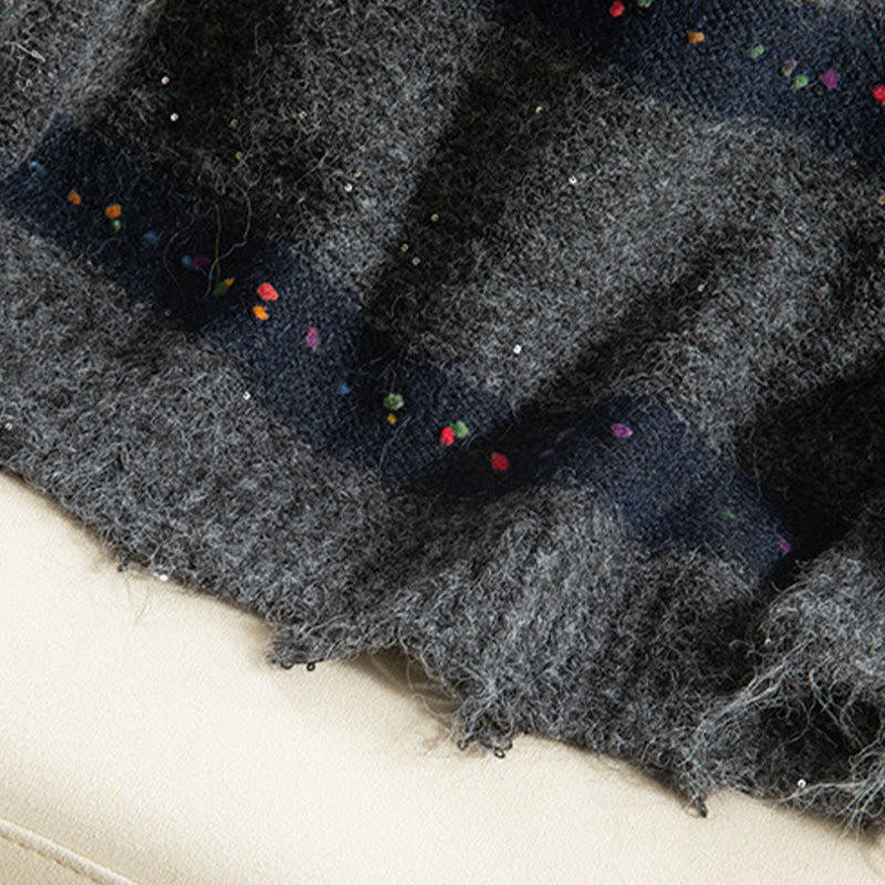 Buddha Stones Winter Stripes Pattern Crew Neck Long Sleeve Women's Cotton Sweater - image 28