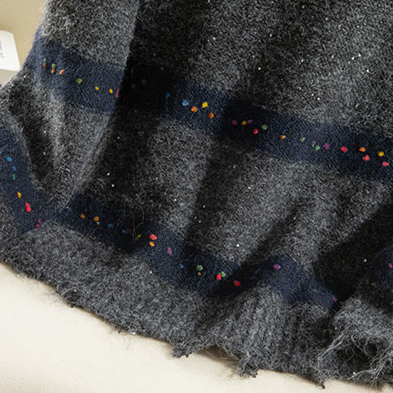 Buddha Stones Winter Stripes Pattern Crew Neck Long Sleeve Women's Cotton Sweater - image 26