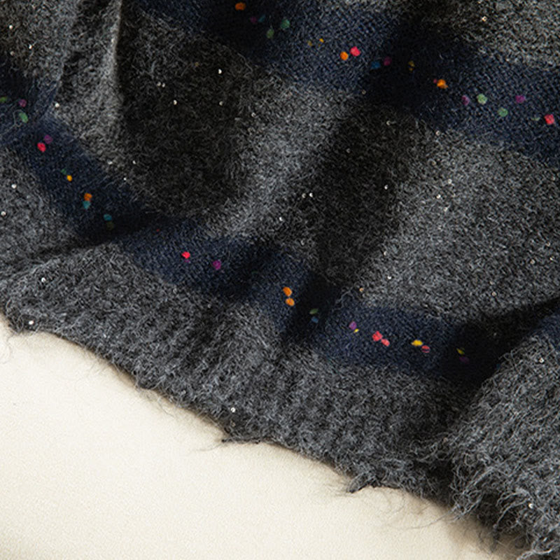 Buddha Stones Winter Stripes Pattern Crew Neck Long Sleeve Women's Cotton Sweater - image 27