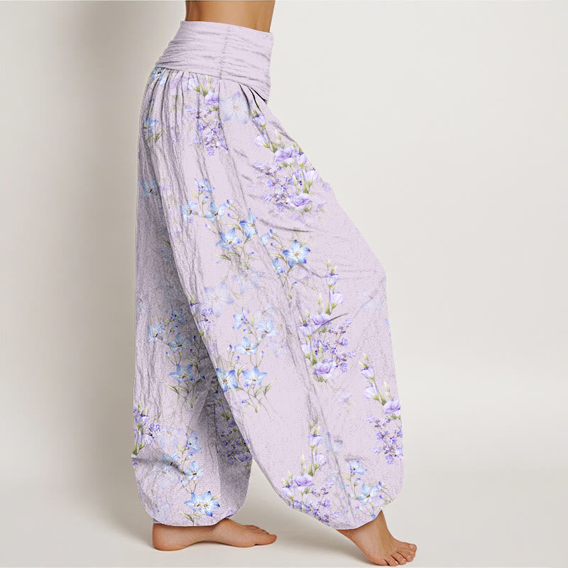 Buddha Stones Cotton Star Shaped Trumpet Shaped Flowers Pattern Women's Elastic Waist Harem Pants - image 10