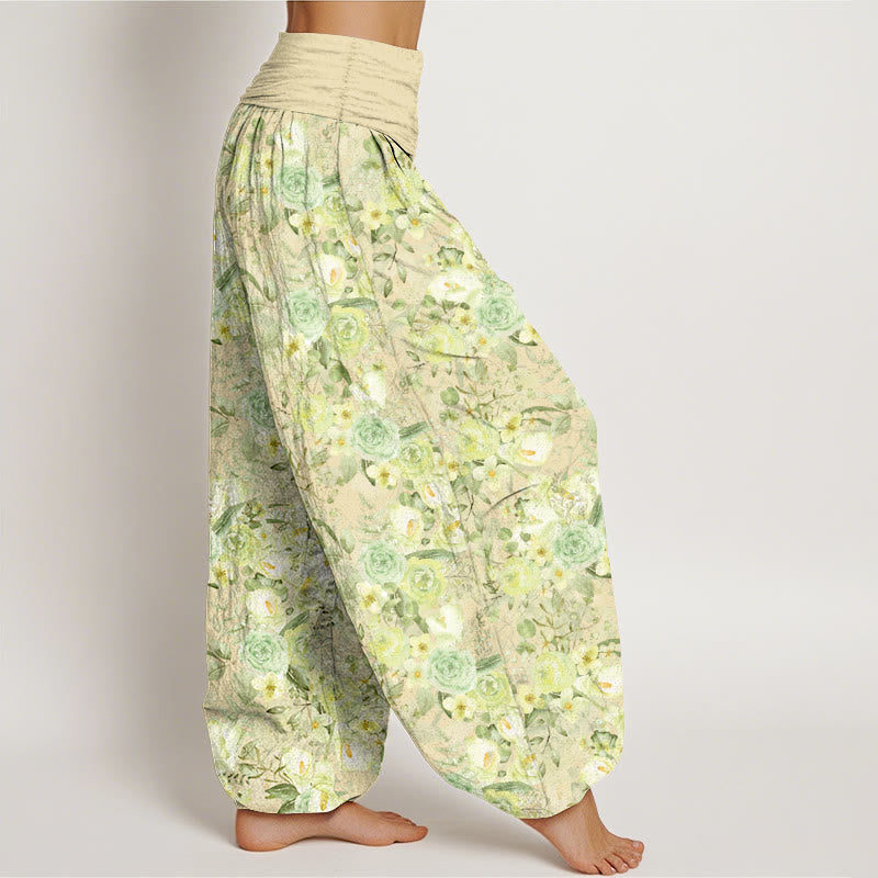 Buddha Stones Cotton Pastoral Flower Pattern Women's Elastic Waist Harem Pants - image 2