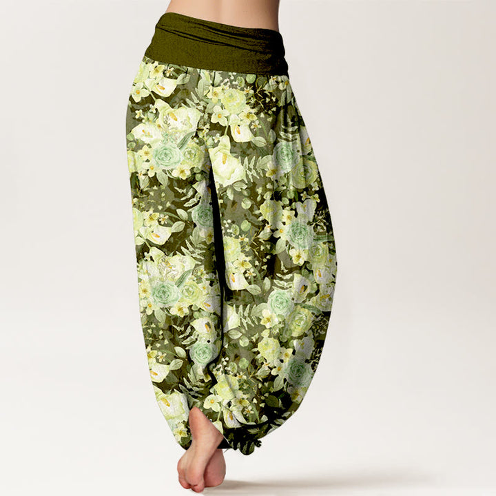 Buddha Stones Cotton Pastoral Flower Pattern Women's Elastic Waist Harem Pants - image 6