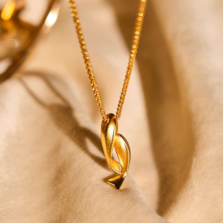 Buddha Stones Double Koi Fish 24k Gold Plated Brass Chain Wealth Necklace Pendant - image 3