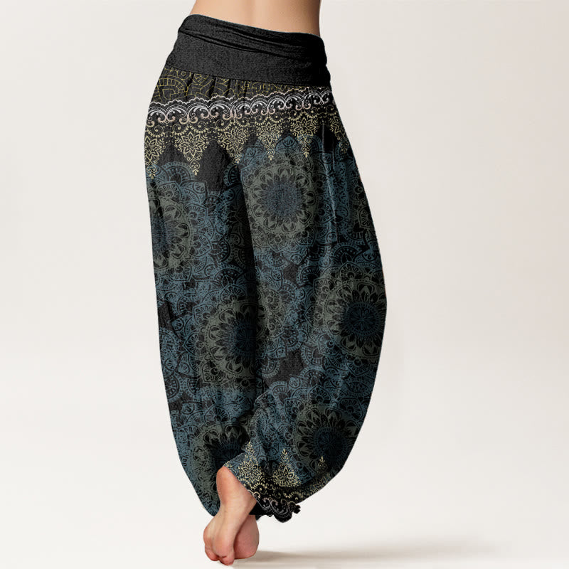 Buddha Stones Cotton Triangular Mandala Patterns Women's Elastic Waist Harem Pants - image 18