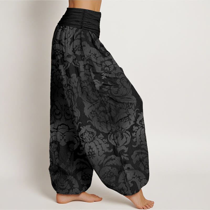 Buddha Stones Cotton Casual Flower Leaves Design Women's Elastic Waist Harem Pants - image 5