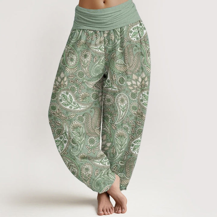Buddha Stones Cotton Cashew Flower Peacock Sunflower Design Women's Elastic Waist Harem Pants - MediumAquamarine - US22，UK/AU26，EU54 (6XL) - image 4