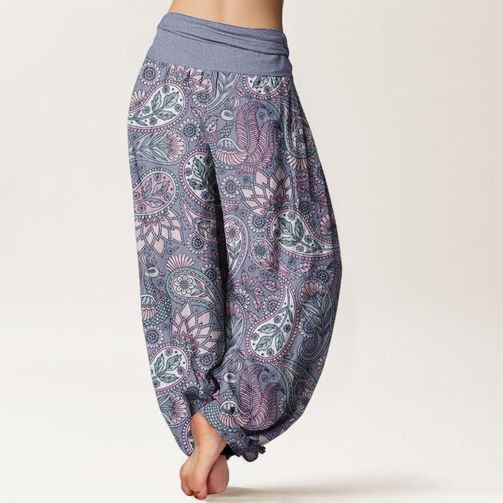 Buddha Stones Cotton Cashew Flower Peacock Sunflower Design Women's Elastic Waist Harem Pants - image 9