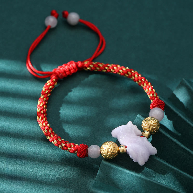 Buddha Stones Chinese Zodiac Jade Silver Beads Year Of The Horse Red String Luck Bracelet - Dragon(Wrist Circumference: 14-20 cm) - image 16