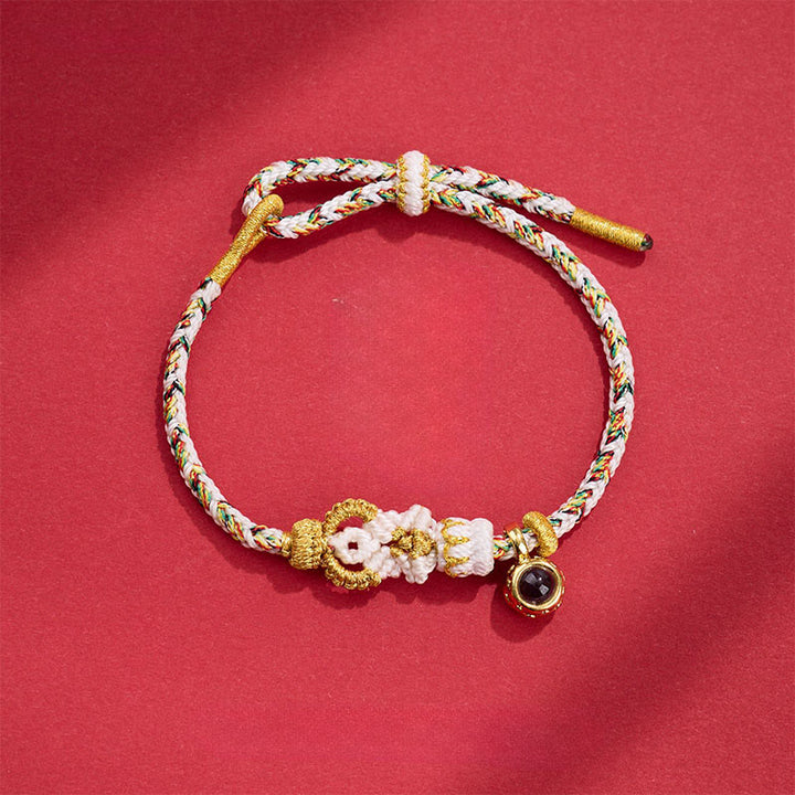 Buddha Stones String Projection Stone Hand-woven Buddha Knots Connection Bracelet - White(Wrist Circumference: 14-23 cm) - image 8