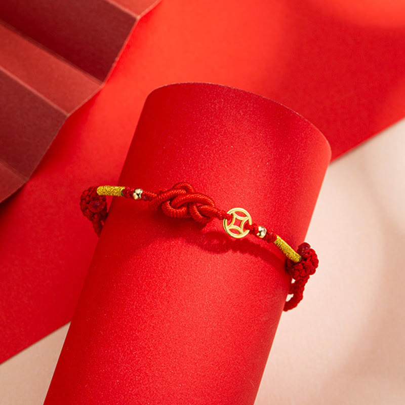 Buddha Stones Ruyi Knot Copper Coin Braided Protection Bracelet - image 2